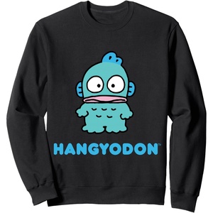 image:imageSANRIO Hangyodon Character Front and Back Sweatshirt  Mens Adult Unisex Black Classic Sweatshirt  Santa  Solid  Daily Wear  Cotton  Long Sleeve  Machine WashBlack