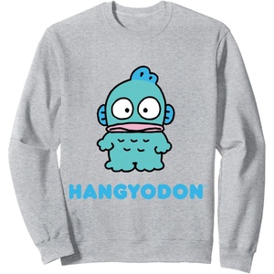 image:imageSANRIO Hangyodon Character Front and Back Sweatshirt  Mens Adult Unisex Black Classic Sweatshirt  Santa  Solid  Daily Wear  Cotton  Long Sleeve  Machine WashHeather Grey