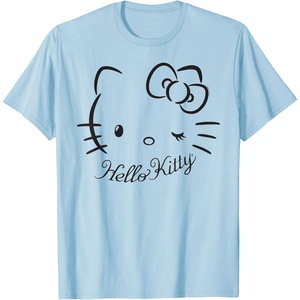 image:imageSANRIO Hello Kitty Winking Tee TShirt Womens Casual Classic Cartoon Letter Print TShirt Grey SmallBaby Blue