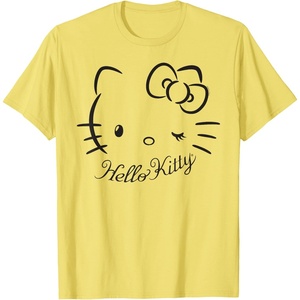 image:imageSANRIO Hello Kitty Winking Tee TShirt Womens Casual Classic Cartoon Letter Print TShirt Grey SmallLemon Yellow