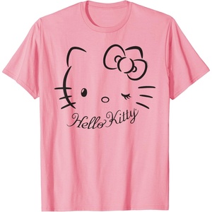 image:imageSANRIO Hello Kitty Winking Tee TShirt Womens Casual Classic Cartoon Letter Print TShirt Grey SmallPink