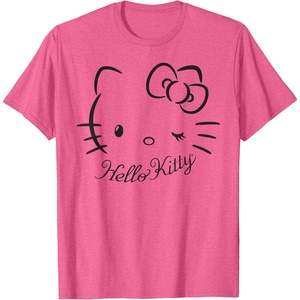 image:imageSANRIO Hello Kitty Winking Tee TShirt Womens Casual Classic Cartoon Letter Print TShirt Grey SmallPink Heather
