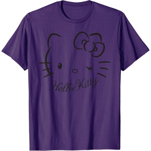 image:imageSANRIO Hello Kitty Winking Tee TShirt Womens Casual Classic Cartoon Letter Print TShirt Grey SmallPurple