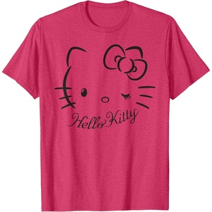image:imageSANRIO Hello Kitty Winking Tee TShirt Womens Casual Classic Cartoon Letter Print TShirt Grey SmallRed Heather