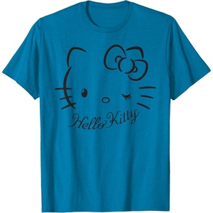 image:imageSANRIO Hello Kitty Winking Tee TShirt Womens Casual Classic Cartoon Letter Print TShirt Grey SmallSapphire Blue