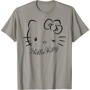 image:imageSANRIO Hello Kitty Winking Tee TShirt Womens Casual Classic Cartoon Letter Print TShirt Grey SmallSlate Grey