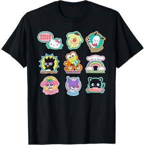 image:imageSANRIO Hello Kitty and Friends Supercute Stickers Unisex Adult Child TShirt Black Small Classic Fit Crew Neck Short Sleeve Cotton 60 Polyester 40Black