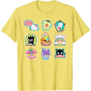 image:imageSANRIO Hello Kitty and Friends Supercute Stickers Unisex Adult Child TShirt Black Small Classic Fit Crew Neck Short Sleeve Cotton 60 Polyester 40Lemon Yellow