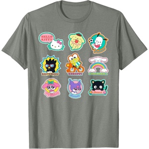 image:imageSANRIO Hello Kitty and Friends Supercute Stickers Unisex Adult Child TShirt Black Small Classic Fit Crew Neck Short Sleeve Cotton 60 Polyester 40Olive Heather