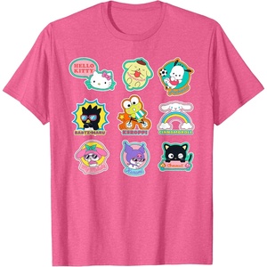 image:imageSANRIO Hello Kitty and Friends Supercute Stickers Unisex Adult Child TShirt Black Small Classic Fit Crew Neck Short Sleeve Cotton 60 Polyester 40Pink Heather