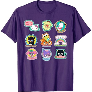 image:imageSANRIO Hello Kitty and Friends Supercute Stickers Unisex Adult Child TShirt Black Small Classic Fit Crew Neck Short Sleeve Cotton 60 Polyester 40Purple