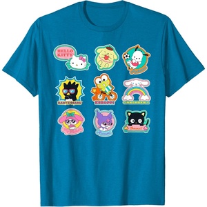 image:imageSANRIO Hello Kitty and Friends Supercute Stickers Unisex Adult Child TShirt Black Small Classic Fit Crew Neck Short Sleeve Cotton 60 Polyester 40Sapphire Blue