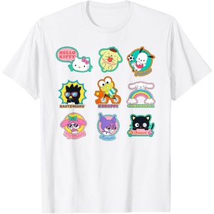 image:imageSANRIO Hello Kitty and Friends Supercute Stickers Unisex Adult Child TShirt Black Small Classic Fit Crew Neck Short Sleeve Cotton 60 Polyester 40White