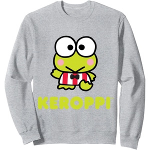 image:imageSANRIO Keroppi Character Front and Back Sweatshirt BlackHeather Grey