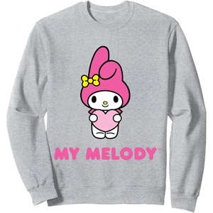 image:imageSANRIO My Melody Character Front and Back Sweatshirt  Unisex Adult Black SmallHeather Grey