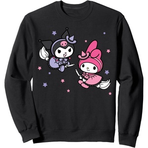 image:imageSANRIO My Melody Kuromi Little Witches Halloween Black Cotton Classic Fit Crew Neck Long Sleeve Sweatshirt with Kangaroo Pocket  Adult Unisex Size SmallBlack