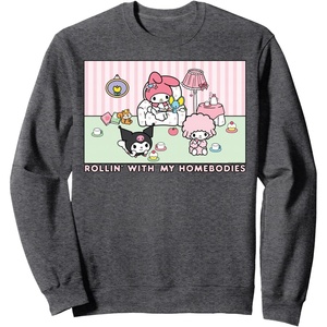 image:imageSANRIO My Melody and Kuromi Rollin with my Homebodies Black Unisex Adult SweatshirtDark Heather Grey