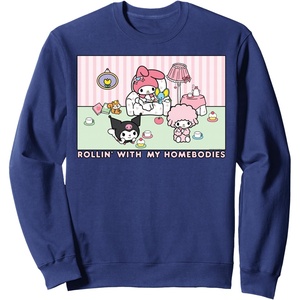 image:imageSANRIO My Melody and Kuromi Rollin with my Homebodies Black Unisex Adult SweatshirtNavy Blue