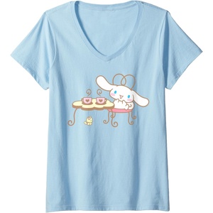 image:imageWomens Cinnamoroll Cafe VNeck TShirtBaby Blue