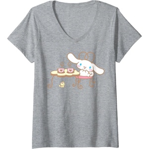 image:imageWomens Cinnamoroll Cafe VNeck TShirtHeather Grey