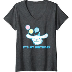 image:imageWomens Cinnamoroll Its My Birthday VNeck TShirtDark Heather Grey