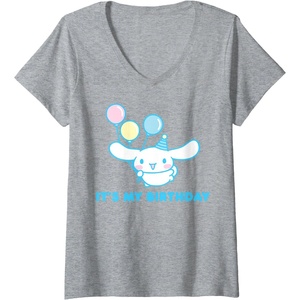 image:imageWomens Cinnamoroll Its My Birthday VNeck TShirtHeather Grey