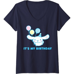 image:imageWomens Cinnamoroll Its My Birthday VNeck TShirtNavy Blue
