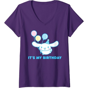 image:imageWomens Cinnamoroll Its My Birthday VNeck TShirtPurple
