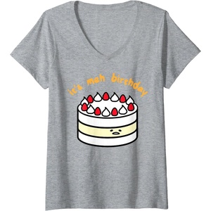 image:imageWomens Gudetama the Lazy Egg Its Meh Birthday Cake VNeck TShirtHeather Grey