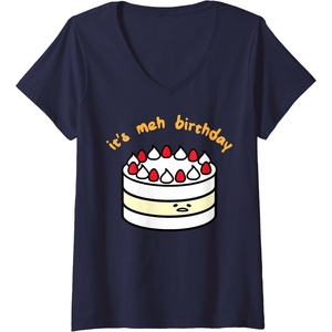 image:imageWomens Gudetama the Lazy Egg Its Meh Birthday Cake VNeck TShirtNavy Blue
