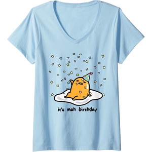 image:imageWomens Gudetama the Lazy Egg Its Meh my Birthday Confetti Party VNeck TShirtBaby Blue