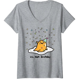 image:imageWomens Gudetama the Lazy Egg Its Meh my Birthday Confetti Party VNeck TShirtHeather Grey