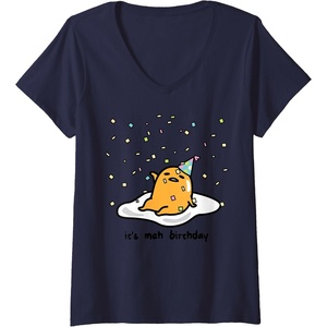 image:imageWomens Gudetama the Lazy Egg Its Meh my Birthday Confetti Party VNeck TShirtNavy Blue