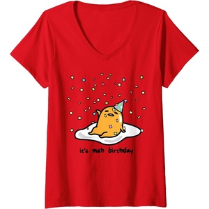image:imageWomens Gudetama the Lazy Egg Its Meh my Birthday Confetti Party VNeck TShirtRed