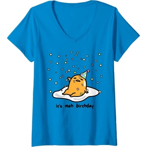 image:imageWomens Gudetama the Lazy Egg Its Meh my Birthday Confetti Party VNeck TShirtSapphire Blue