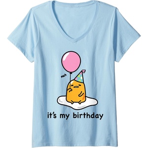 image:imageWomens Gudetama the Lazy Egg Its My Birthday VNeck TShirtBaby Blue