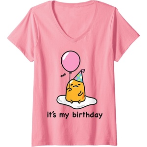 image:imageWomens Gudetama the Lazy Egg Its My Birthday VNeck TShirtPink