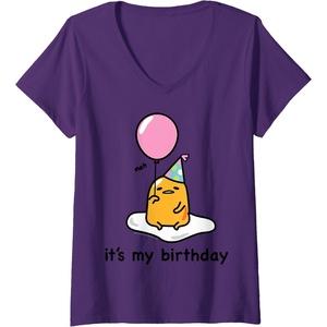 image:imageWomens Gudetama the Lazy Egg Its My Birthday VNeck TShirtPurple