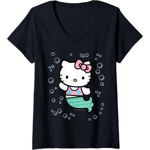 image:imageWomens Hello Kitty Mermaid VNeck TShirt SmallBlack
