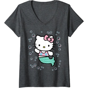 image:imageWomens Hello Kitty Mermaid VNeck TShirt SmallDark Heather Grey