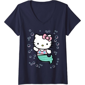 image:imageWomens Hello Kitty Mermaid VNeck TShirt SmallNavy Blue