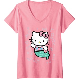 image:imageWomens Hello Kitty Mermaid VNeck TShirt SmallPink