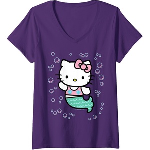 image:imageWomens Hello Kitty Mermaid VNeck TShirt SmallPurple