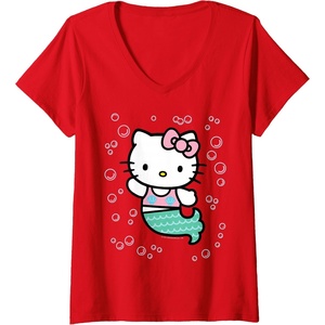 image:imageWomens Hello Kitty Mermaid VNeck TShirt SmallRed