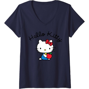 image:imageWomens Hello Kitty Retro Logo VNeck TShirt SmallNavy Blue