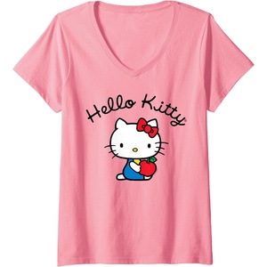 image:imageWomens Hello Kitty Retro Logo VNeck TShirt SmallPink