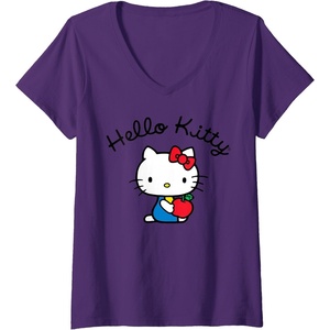 image:imageWomens Hello Kitty Retro Logo VNeck TShirt SmallPurple