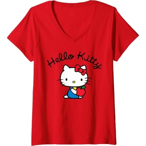 image:imageWomens Hello Kitty Retro Logo VNeck TShirt SmallRed