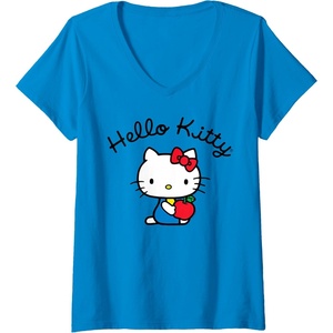 image:imageWomens Hello Kitty Retro Logo VNeck TShirt SmallSapphire Blue