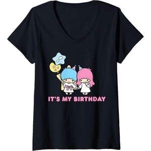 image:imageWomens Little Twin Stars Its My Birthday VNeck TShirtBlack